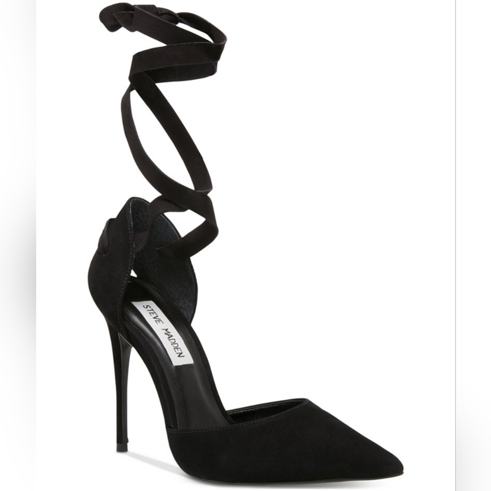 Steve Madden Harlie Ankle Black Lace-Up Pumps